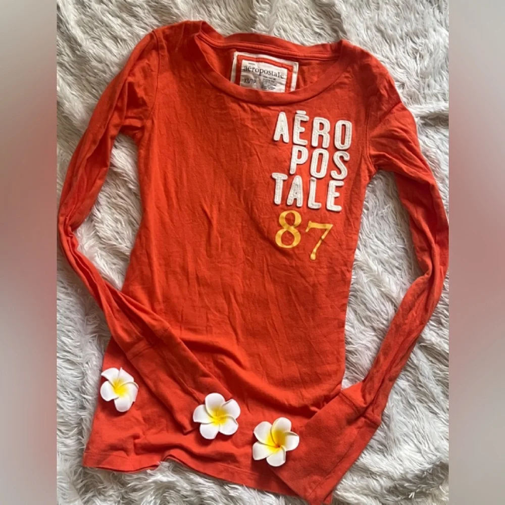 Y2K Aeropostale embroidery logo graphic tee long sleeve - Picture 8 of 10